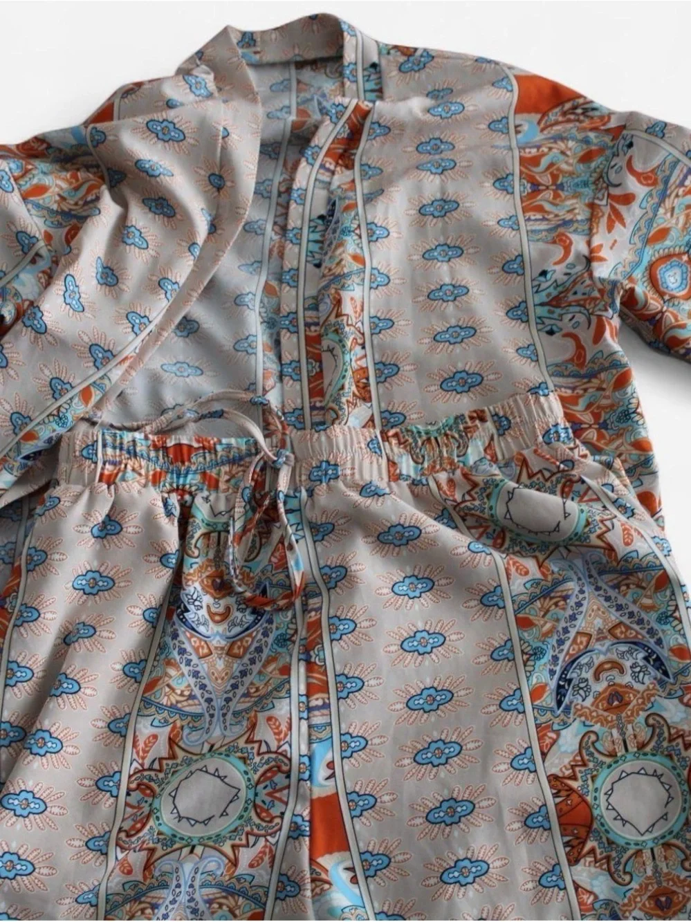 Floral Print Matching Short Set & Open Button Down Shirt Beach Resort Set Size M